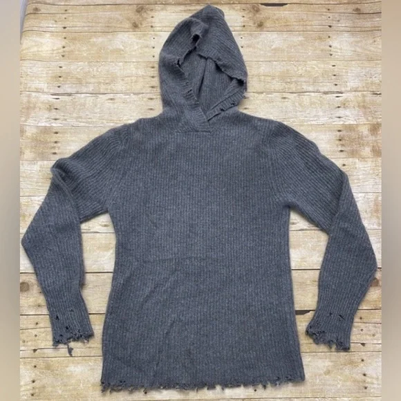 NWOT RtA CELINE Hooded Sweater Dress Tunic Hoodie Cashmere Knit Ash Distressed - Picture 2 of 16